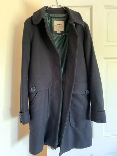 Burberry - Thomas Burberry - Navy wool knee length coat   Size S  Will Fit UK 10 / 12  EUR 38 / 40 US 8