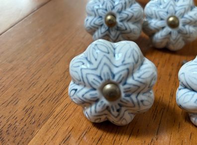 11 porcelain blue and white door knobs