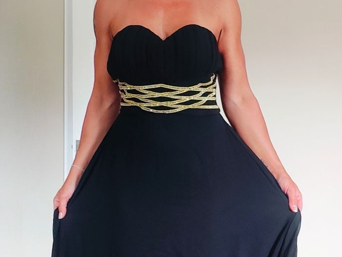 Brand new Black Formal Evening Gown with gold details, size M