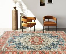 FREE EXPRESS SHIPPING Washable Rugs Living Room Non Slip Area Rugs for Bedroom Machine Washable Rug Soft Short Pile Large Living Room Rug Vintage Oriental Boho Rug Non Shedding Dense Rugs 80x150cm Orange
