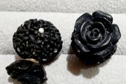 Double Stud Flower Ball and Stone Earrings