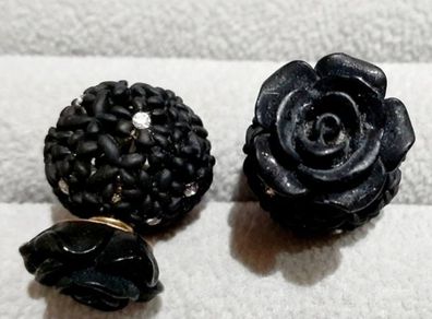Double Stud Flower Ball and Stone Earrings
