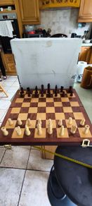 Wood chess set with chess board 80s vintage