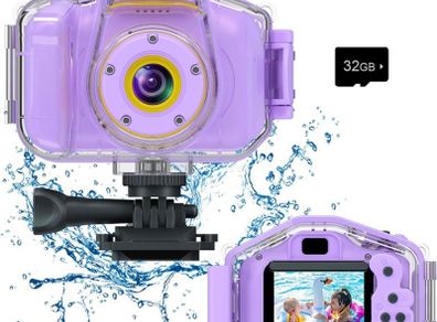 Children Kids Underwater Waterproof Digital Video Camera, Birthday for Boys Girls Age 3 4 5 6 7 8 9, Portable Toy Child Camera 2 Inch Screen with 32GB Card MULTIPLE COLOURS AVAILABLE, SEE PHOTOS (FREE POSTAGE)