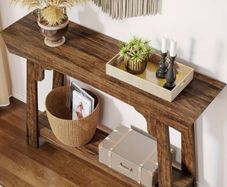 Rustic Brown 2 Tier Console Table (Free Delivery) Farmhouse Style