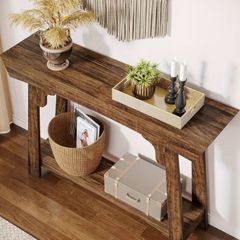 Rustic Brown 2 Tier Console Table (Free Delivery) Farmhouse Style