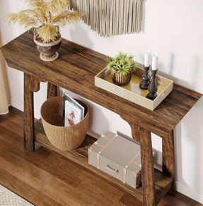 Rustic Brown 2 Tier Console Table (Free Delivery) Farmhouse Style