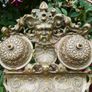 Antique Ornate Brass Double Inkwell Desk Stand Image 2