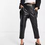 New With Tags River Island Faux Leather Belted Trouser in Black Image 2