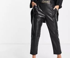 New With Tags River Island Faux Leather Belted Trouser in Black