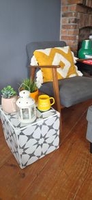 Bespoke one of a kind cubed tiled side table/plant stand