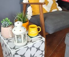 Bespoke one of a kind cubed tiled side table/plant stand