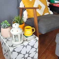 Bespoke one of a kind cubed tiled side table/plant stand