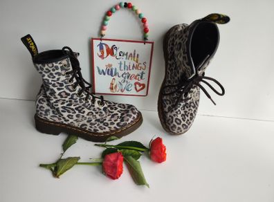 Dr Martens 1460 8 hole panther leopard leather boots UK4 EU37 US6