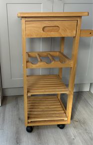 Long slim wooden trolley