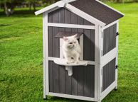 main image for ad Outdoor Cat House 2-story Wooden Feral Cat Shelter with Roof &amp; Door Flaps