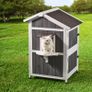 Cat House 2-story Wooden  Cat Shelter Outdoor Indoor Image 4