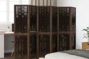 Room Divider 6 Panels Dark Brown Solid Wood Paulownia