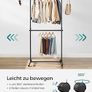 SALE | Double Clothes Rail, Clothing Rack with Extendable Top Rail, Clothes Rail on Wheels, 113-180 cm Height Adjustable Clothes Rack, Adjustable Middle Rail, Black Image 3