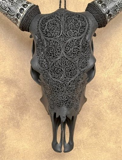 Authentic lage Indonesian carved bull skull