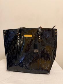 River Island Black Patent Tote Bag