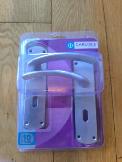 Serozzetta Tres Lever On Backplate Door Handle Lock 57mm C/C Satin Chrome Colour Sold In Pairs