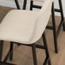 Bar set 5-piece, table and 4 chairs, button tufting, thick padding, linen-look, Beige Image 2