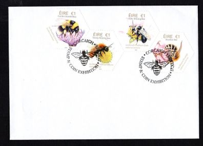 2018 Ireland plain cover with Cork Coin and stamp Exhibition show cancel tying 2018 Ireland Fauna & Flora: Native Irish Bees Commemorative Stamps