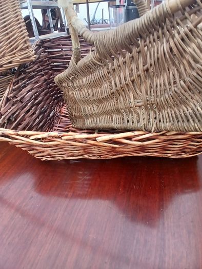 Selection of Vintage Wicker Hanper, Picnic , Wine Bottle, and Shopping Baskets