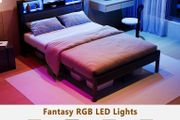 Bed Frame with Charging Station and LED Lights,Metal