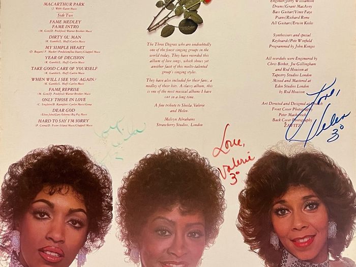 PRICE DROP! Autographed. The Three Degrees - Album of Love. Perfect condition. Rare and collectible. A unique present for the soul fan in your life!