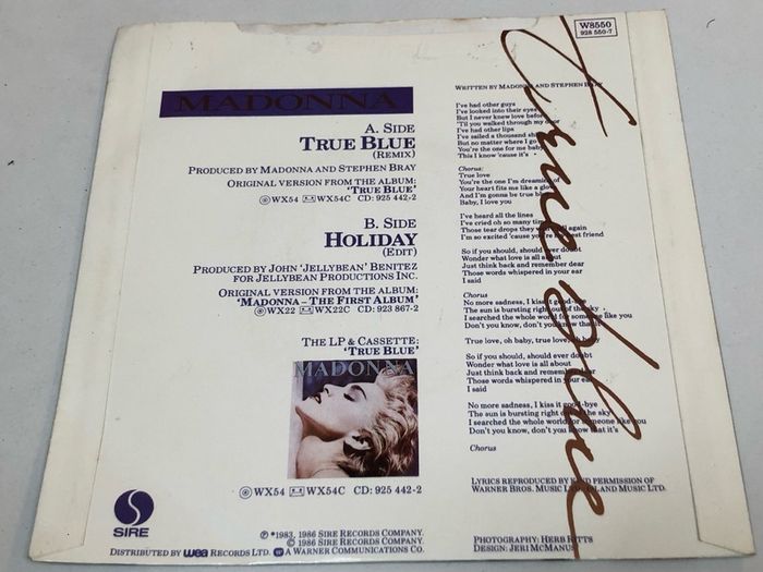 Madonna - True Blue Remix (1986) Irish 7"