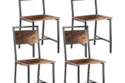 Dining Chairs Set of 4 with Metal Frame and Backrest, Easy to Assemble Leather Side Chair