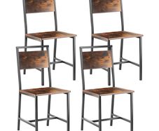 Dining Chairs Set of 4 with Metal Frame and Backrest, Easy to Assemble Leather Side Chair