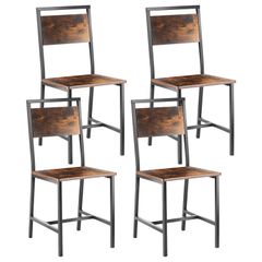 Dining Chairs Set of 4 with Metal Frame and Backrest, Easy to Assemble Leather Side Chair
