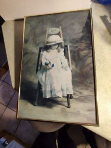 Lovely Old Print Picture Of Little Girl.