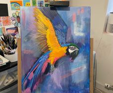 Hand-Painted Macaw Parrot - Acrylic on Canvas 45x60cm