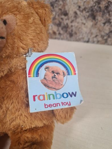 Rainbow BUNGLE soft toy teddy plush bean toy beanie Tagged vintage