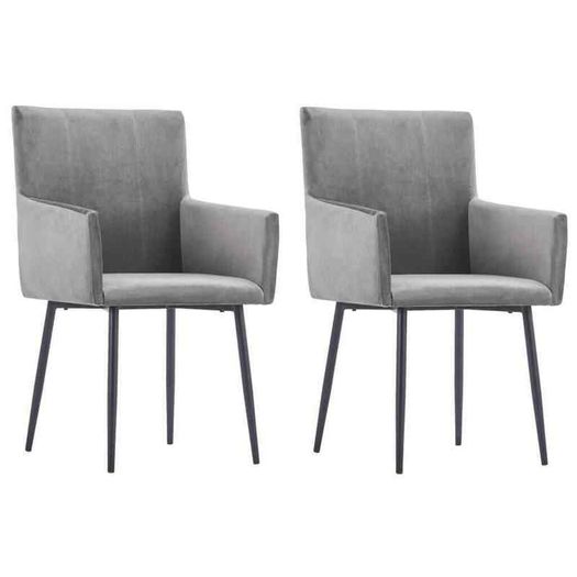 2x Dining Chairs With Armrests Grey - Free Delivery Nationwide