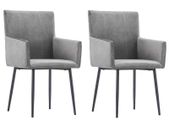 2x Dining Chairs With Armrests Grey - Free Delivery Nationwide