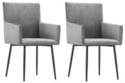 2x Dining Chairs With Armrests Grey - Free Delivery Nationwide
