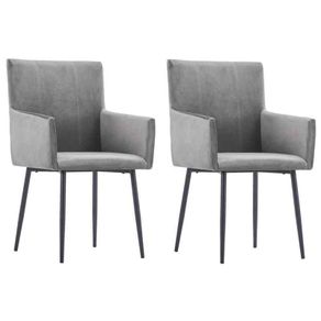 2x Dining Chairs With Armrests Grey - Free Delivery Nationwide