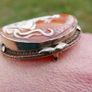 Vintage Most Rare 1890's Antique 14k Gold Shell Cameo Pin Brooch 4cm X 3cm Image 7