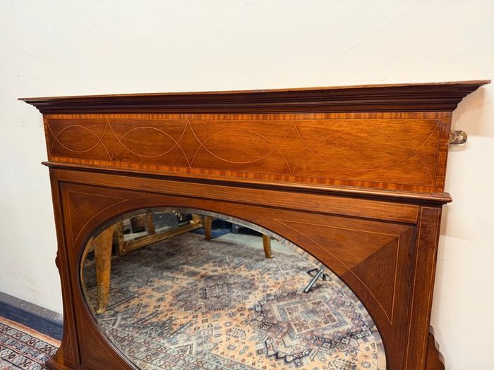 Elegant Antique Edwardian Mahogany Overmantel Mirror