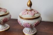 Antique pair of petite pedestal trinket dishes