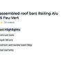 Pre-assembled roof bars Railing Alu AL135 Feu Vert FRENCH GOOD BRAND Image 2