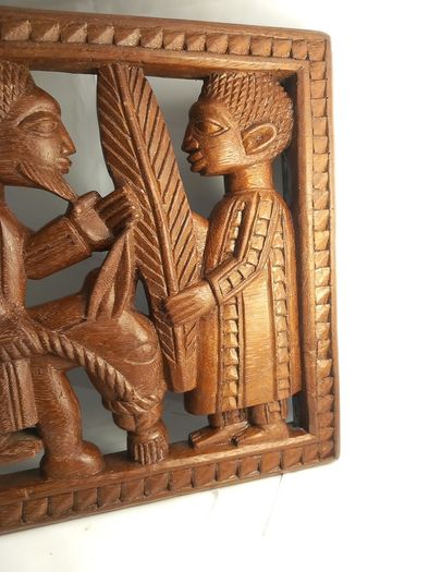 African  relief figurines /statues/ carving wood relief 3 villagers and a donkey ornaments decor masks home wooden hand carved tribal great gift presents hard wood timber beautiful decorative piece