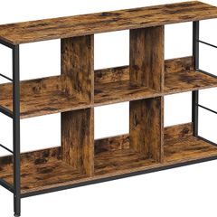 6 Tier Bookcase Open Storage Shelf Office Living Room Bedroom 120 x 33 x 80 cm