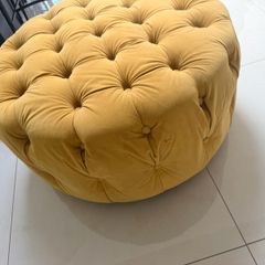 Large Luxury Round Mustard Pouf