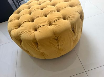 Large Luxury Round Mustard Pouf
